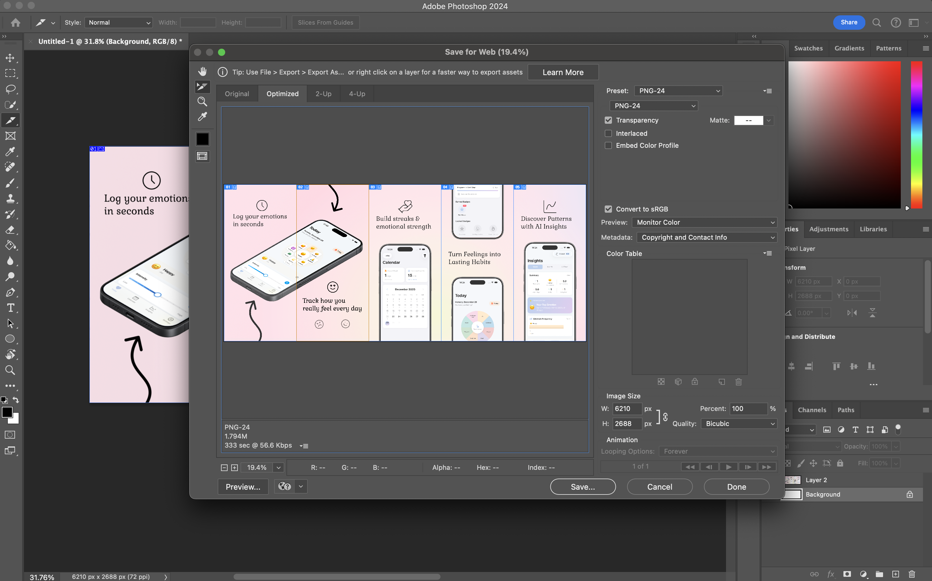 Photoshop export slice